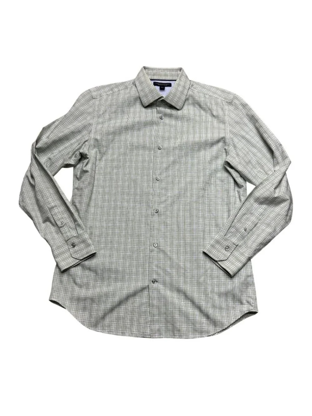 Banana Republic Non Iron Slim Fit Green Plaid Button Down Shirt Mens Large Offic